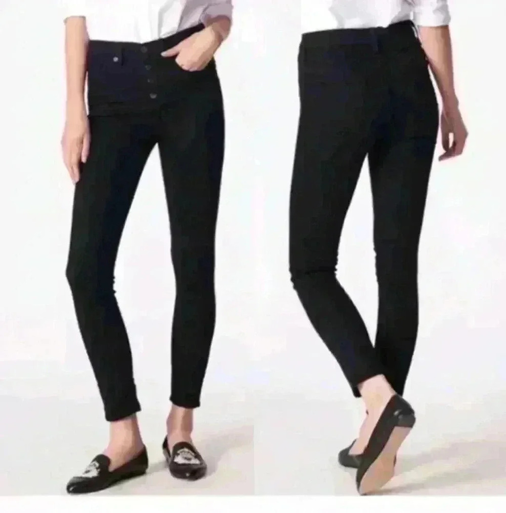 Veronica Beard Womens Black Debbie High-Rise Designer Button Fly Skinny Jeans 32